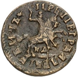 Аверс 1 копейка 1717 года WД