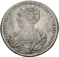 Аверс 1 рубль 1725 года СПБ
