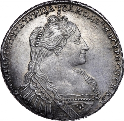 Аверс 1 рубль 1734 года