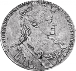Аверс 1 рубль 1734 года