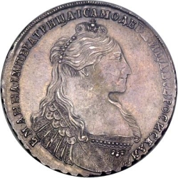 Аверс 1 рубль 1735 года