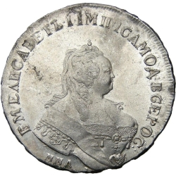 Аверс 1 рубль 1744 года ММД