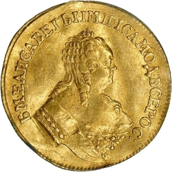 Аверс 1 червонец 1751 года