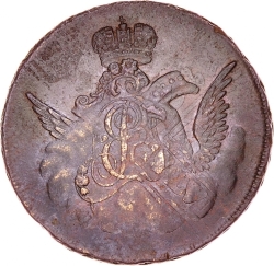 Аверс 1 копейка 1755 года