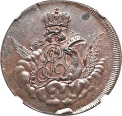 Аверс 1 копейка 1755 года