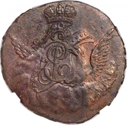 Аверс 1 копейка 1755 года
