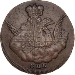 Аверс 1 копейка 1755 года СПБ