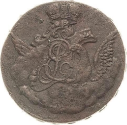 Аверс 1 копейка 1756 года