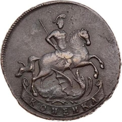 Аверс 1 копейка 1757 года