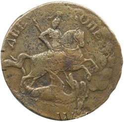 Аверс 2 копейки 1757 года