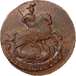 Аверс 2 копейки 1757 года