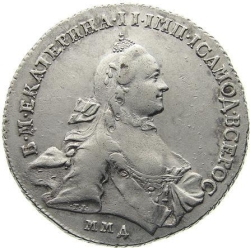 Аверс 1 рубль 1762 года ММД-TI-ДМ