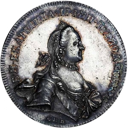 Аверс 1 рубль 1762 года СПБ-TI-АШ