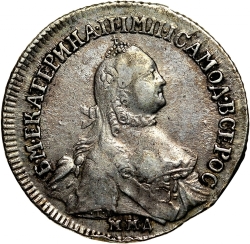 Аверс Полуполтинник 1764 года ММД-ТI-EI