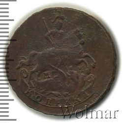 Аверс 1 копейка 1766 года ММ