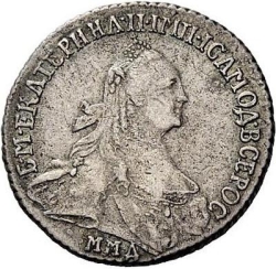 Аверс 15 копеек 1766 года ММД