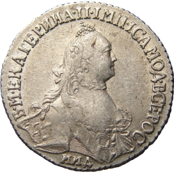 Аверс Полуполтинник 1766 года ММД-EI