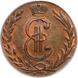 Аверс 1 копейка 1767 года КМ