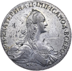 Аверс 1 рубль 1767 года ММД-EI