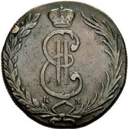 Аверс 10 копеек 1768 года КМ