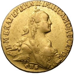 Аверс 10 рублей 1768 года СПБ-TI