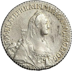 Аверс Полуполтинник 1768 года ММД-EI