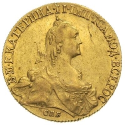 Аверс 10 рублей 1770 года СПБ-TI