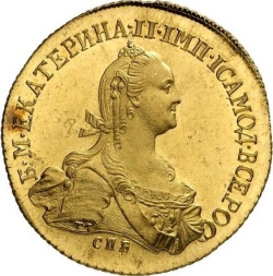 Аверс 10 рублей 1772 года СПБ-TI