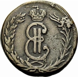 Аверс 2 копейки 1772 года КМ