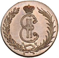 Аверс 10 копеек 1774 года КМ