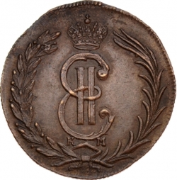 Аверс 2 копейки 1775 года КМ