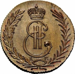 Аверс 5 копеек 1775 года КМ