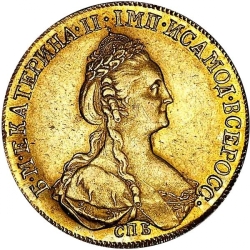 Аверс 10 рублей 1779 года СПБ