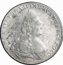 Аверс 1 рубль 1785 года СПБ-ТI-ЯА