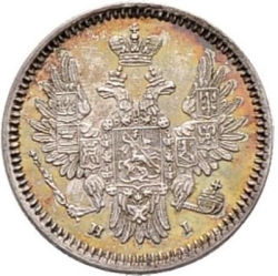 Аверс 5 копеек 1855 года СПБ-НІ