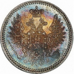 Аверс 5 копеек 1857 года СПБ-ФБ