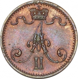 Аверс 1 пенни 1875 года