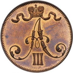 Аверс 5 пенни 1889 года
