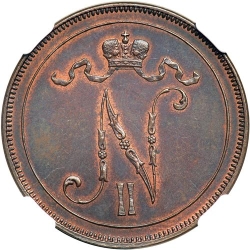 Аверс 10 пенни 1895 года