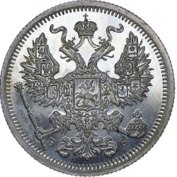 Аверс 20 копеек 1906 года СПБ-ЭБ