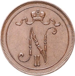 Аверс 10 пенни 1907 года