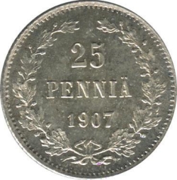 Аверс 25 пенни 1907 года L