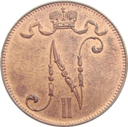 Аверс 5 пенни 1908 года