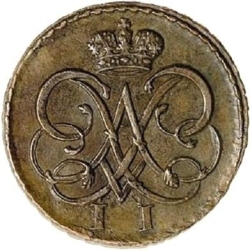 Реверс 1 копейка 1727 года