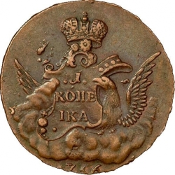 Реверс 1 копейка 1756 года