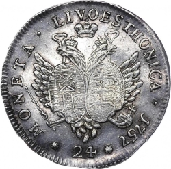 Реверс 24 копейки 1757 года «Ливонез»
