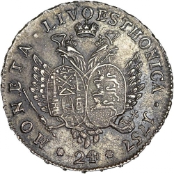 Реверс 24 копейки 1757 года «Ливонез»