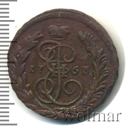 Реверс 1 копейка 1763 года ММ