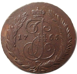 Реверс 5 копеек 1765 года СПМ