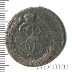 Реверс 1 копейка 1766 года СПМ